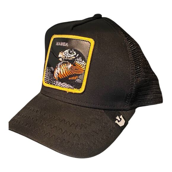 Goorin Animal Farm Trucker Baseball Snapback Hat Cap Big Venom Mamba Snake Black - Picture 1 of 7